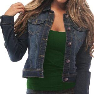 Old Navy Women's Classic Button-Down Denim Jacket XXL Long Sleeve Soft Stretch F